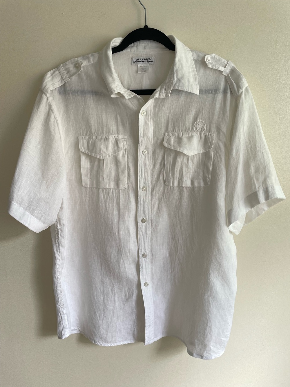 Parasuco Denim Legend 100% Linen White Utility Shirt XL Y2K